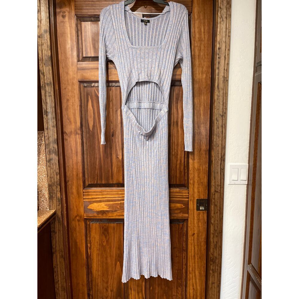 AFRM Skye Icy Marled Blue Cut out front Midi dress M - Picture 3 of 6